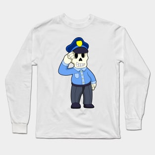 Skeleton as Police officer with Police hat Long Sleeve T-Shirt